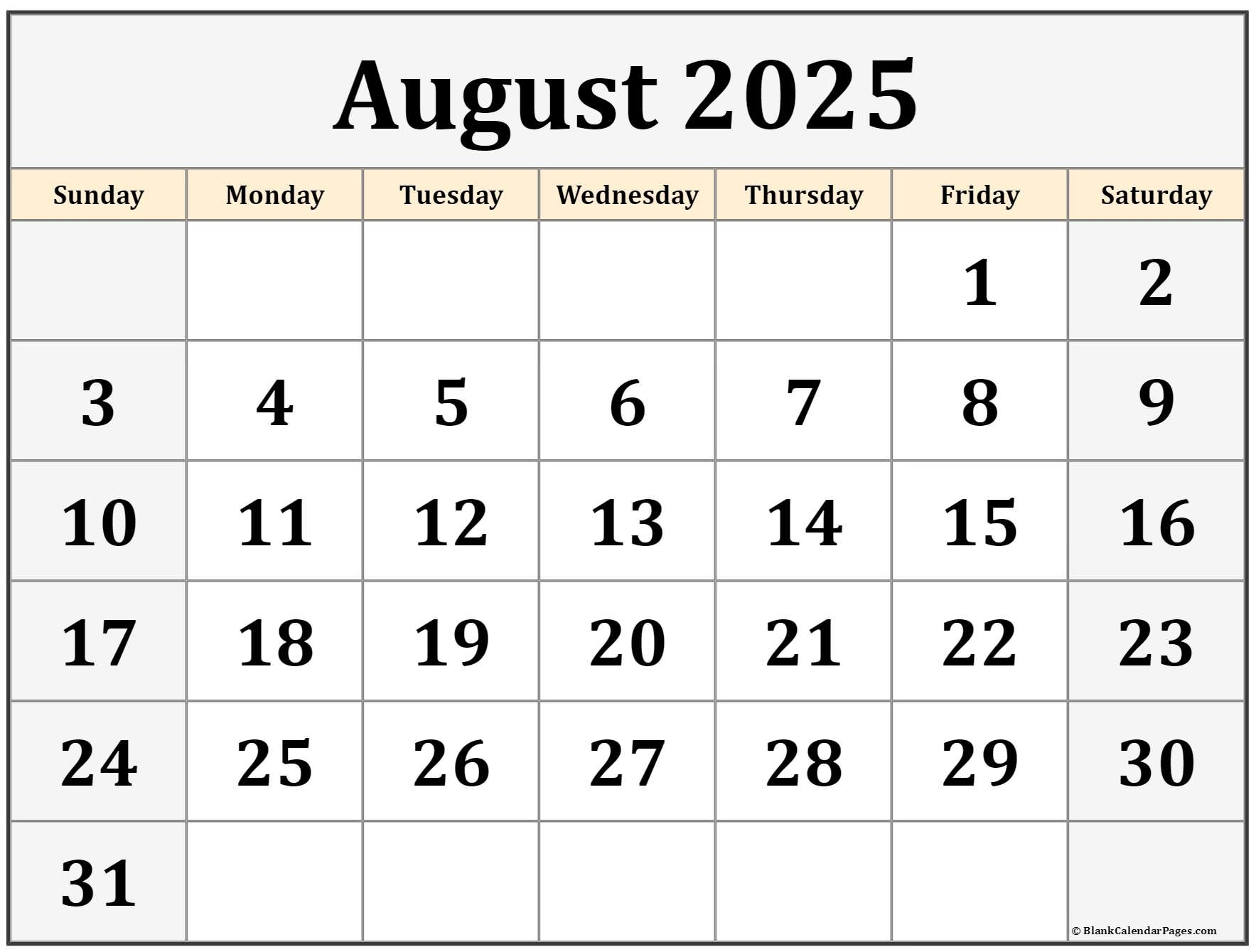 Calendar Of August 2025 - Calendars 2025