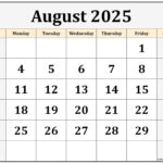 August 2025 Calendar Special Days And Observances Calendar 2025