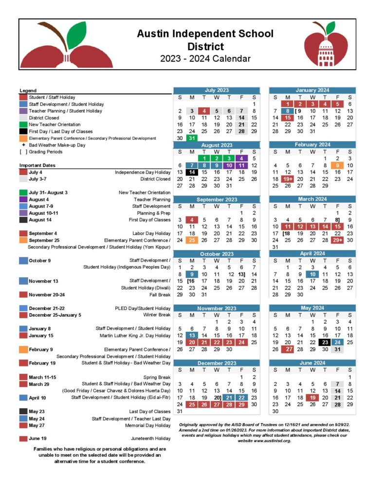 Austin ISD 2025 School Calendar A Comprehensive Overview Calendar 