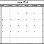 Blue Sky Weekly Monthly Planning Calendar July 2024 June 2024 Angele