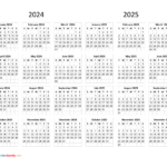 Calendar 2024 And 2025 On One Page Calendar Quickly