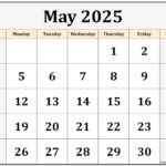 Calendar Of May 2025 Editable Calendar Planner 2025