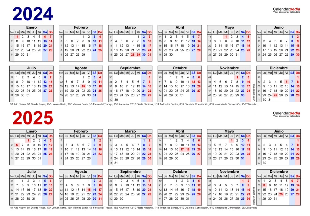 Calendario Anual 2024 Y 2025 Para Imprimir Image To U