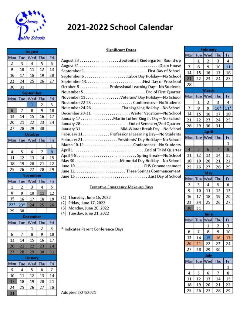 Cheney Tech Calendar