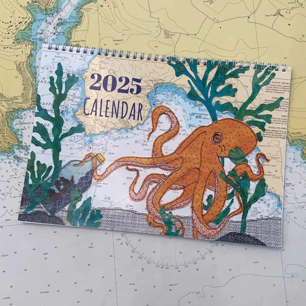 Coastal Calendar 2025 With Marine Themed Textile Art Designs By Hannah 