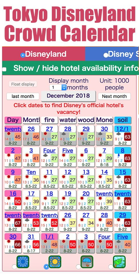 Crowd Calendars For Tokyo Disneyland DisneySea Disney Tourist Blog
