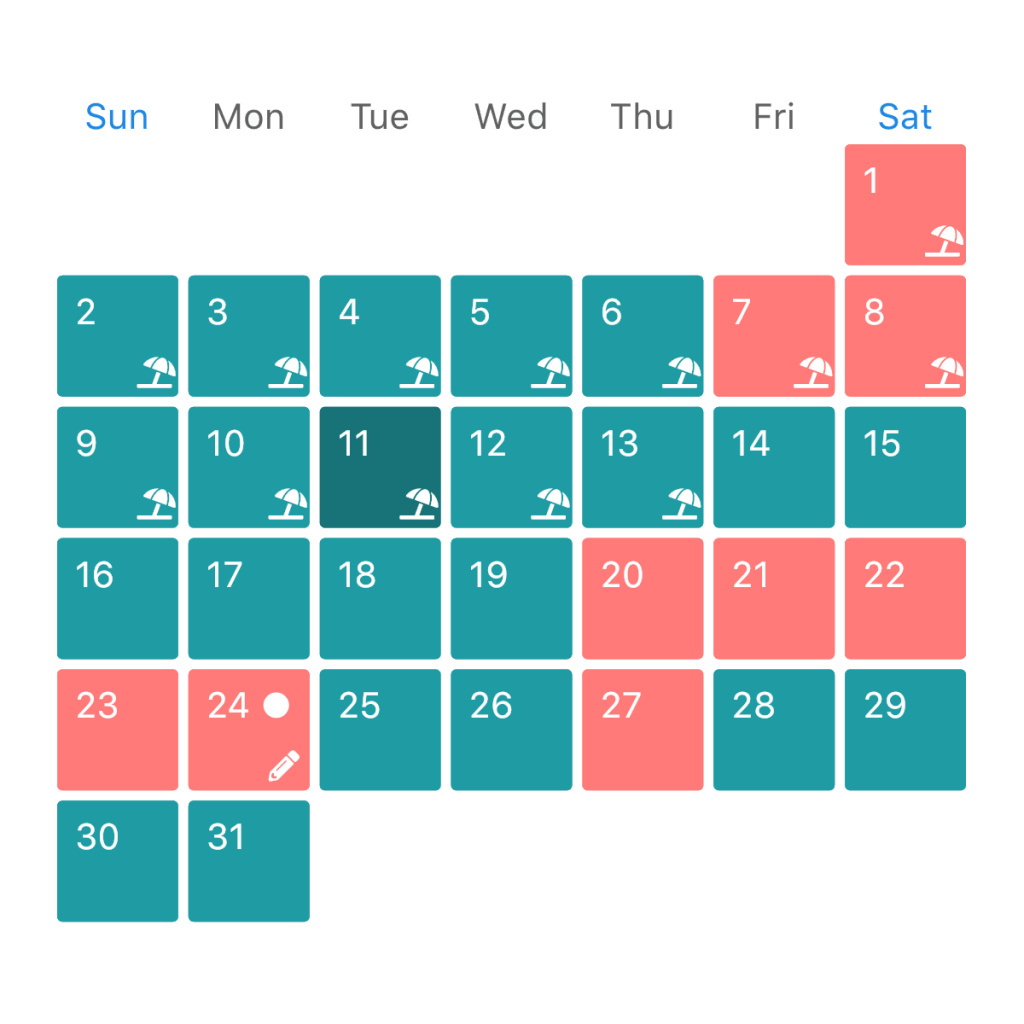 Custody Calendar 2025 Mora Tabbie