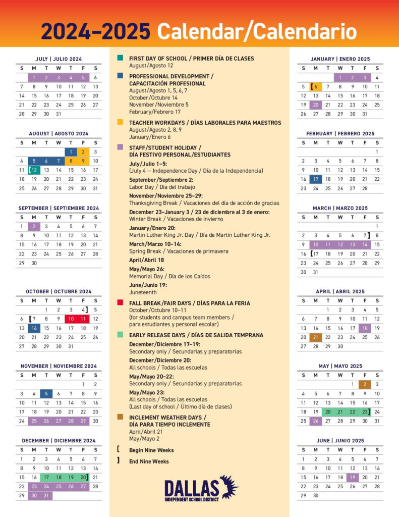 Dallas ISD School Calendar 2024 2025 DISD Holidays