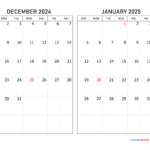 December 2024 And January 2025 Calendar Calendar Quickly