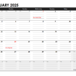 Editable 2025 Monthly Calendar Excel Template Free Printable Templates