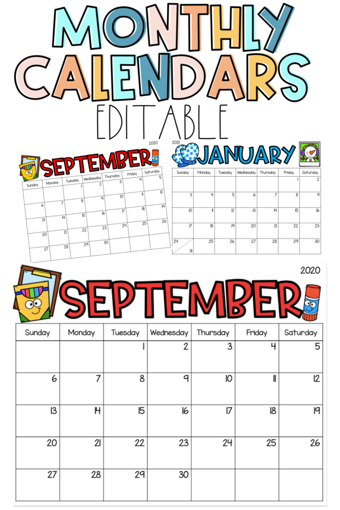 Editable Monthly Calendars 2024 2025 Printable Monthly School Year 