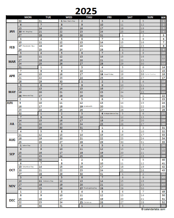 Free 2025 Excel Calendar For Project Planning Free Printable Templates