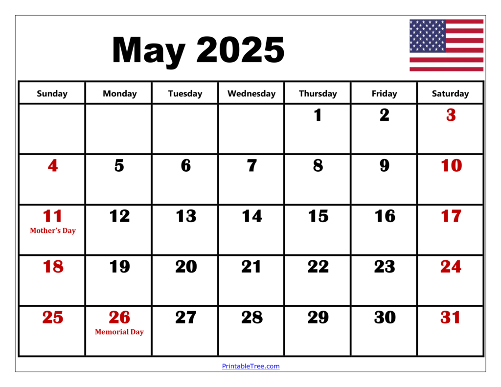 Free May 2025 Calendar Printable PDF Template With Holidays