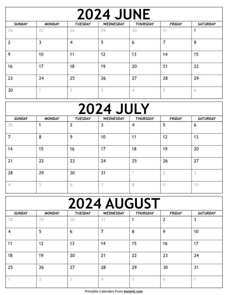 Free Printable Calendar 2024 June And August Una Lianne