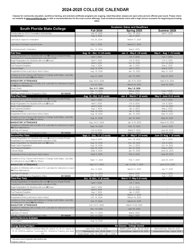 Fsu 2025 Academic Calendar Printable Irma Margret