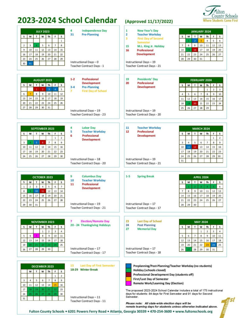 Fulton County Schools Calendar 2024 2025 Holiday Dates 