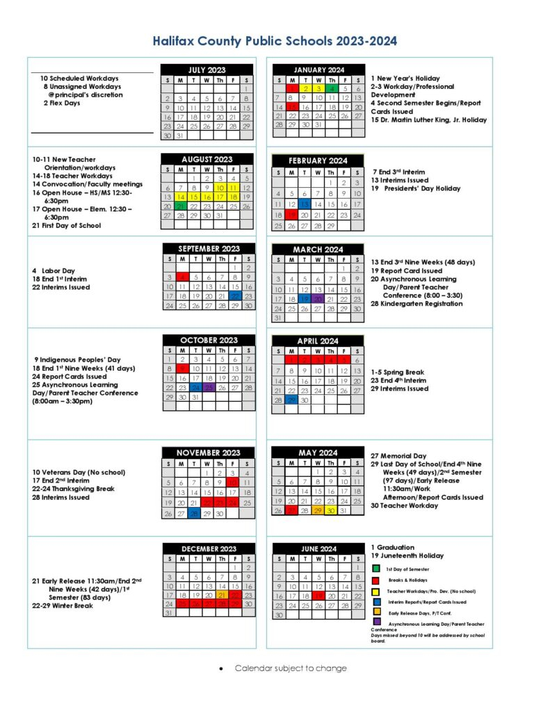 Halifax County Public Schools Calendar 2024 2025 In PDF