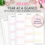 Happy Planner Printable 2024 2025 Year At A Glance Classic Happy