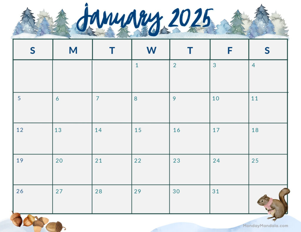 January 2025 Calendar 52 Free PDF Printables 