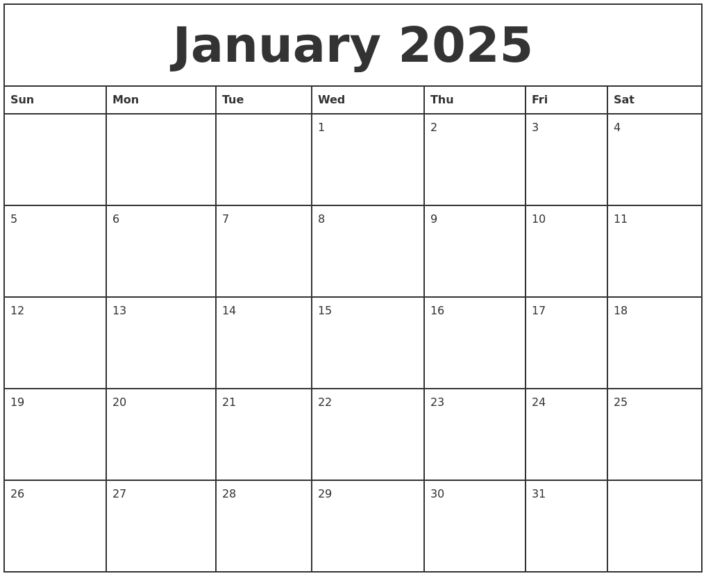 January 2025 Calendar Printable Free Free Fawne Jenifer