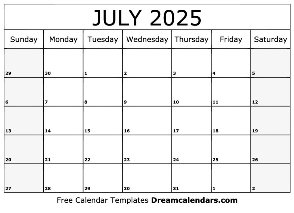 July 2025 Calendar Printable Free A Comprehensive Guide To Planning 