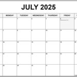 July 2025 With Holidays Calendar