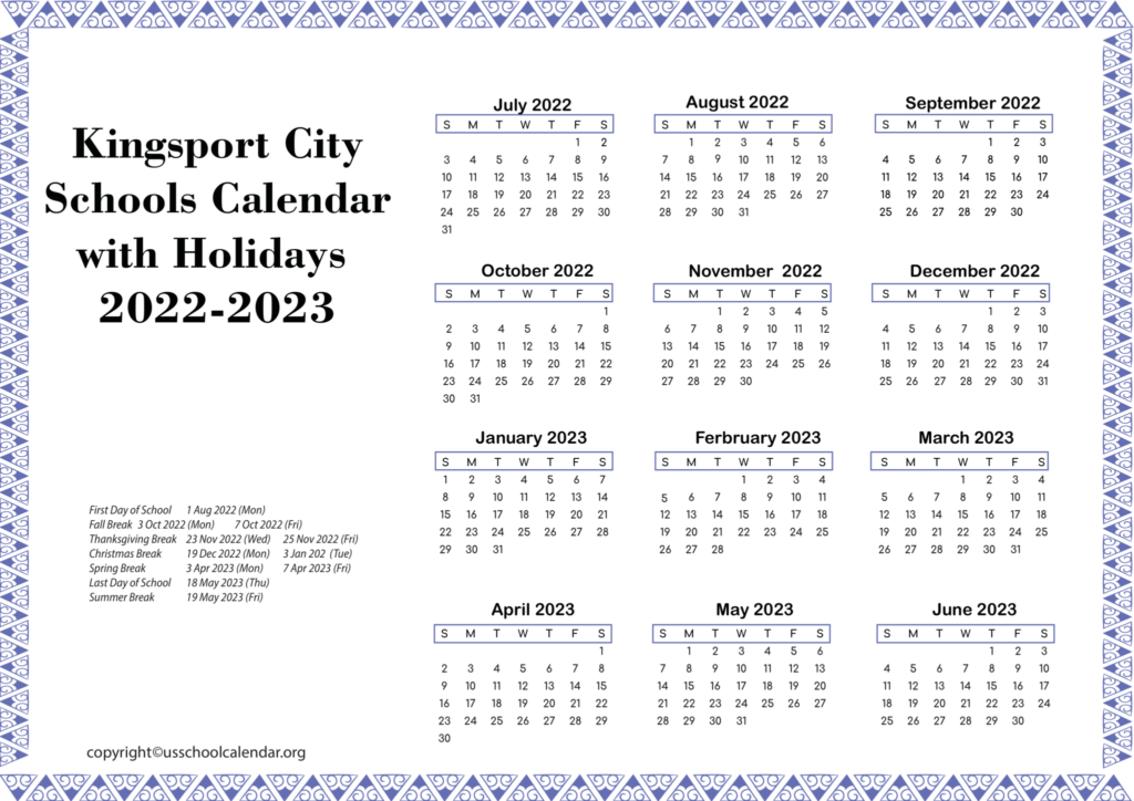 Kingsport City School Calendar 2025 Fanya Jemimah