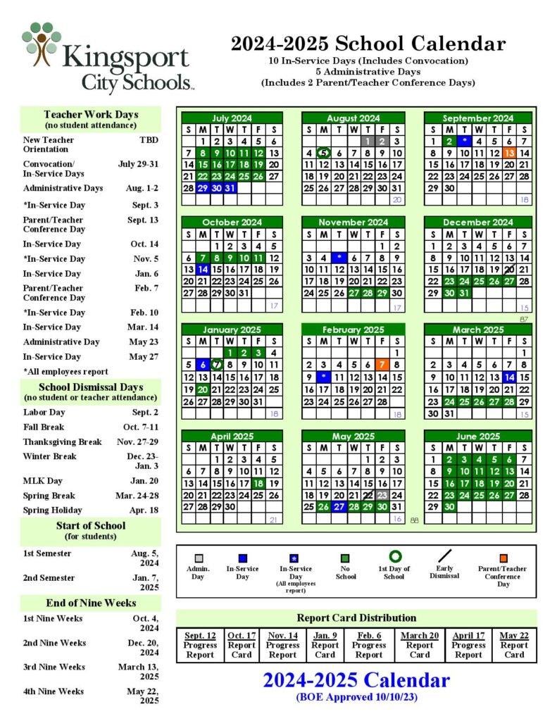 Kingsport City Schools Calendar 2024 2025 Holiday Breaks