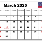 March 2025 Calendar Printable PDF Template With Holidays