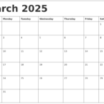 March 2025 Calendar Template