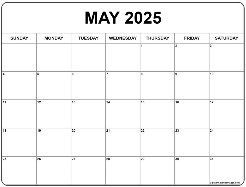 May 2025 Calendar Free Printable Calendars