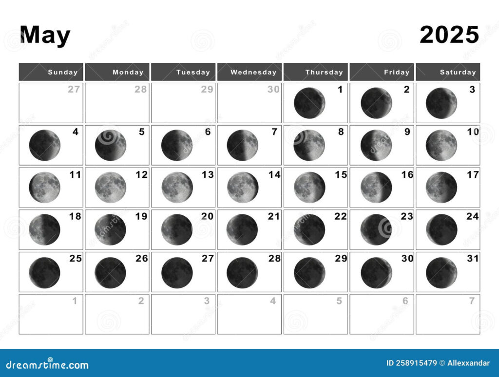 May 2025 Lunar Calendar Moon Cycles Stock Illustration Illustration 