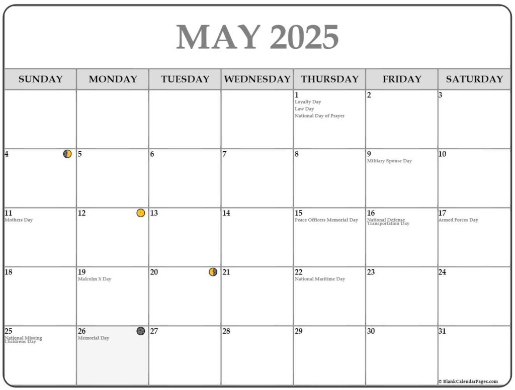 May 2025 Lunar Calendar Moon Phase Calendar