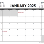 Monthly 2025 Excel Calendar Planner Free Printable Templates