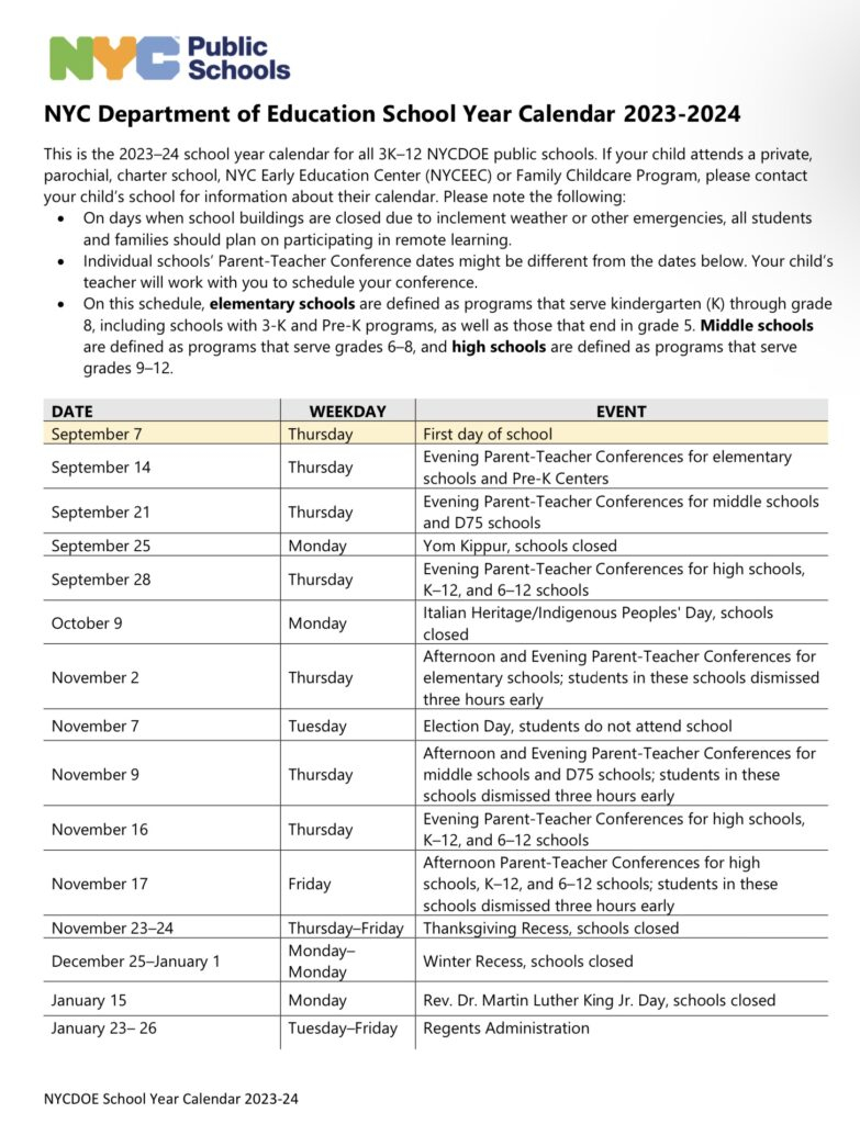 Nyc Doe School Calendar 2025 2026 Highlights Flossi Stormi