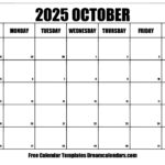 October 2025 Calendar Free Printable With Holidays And Observances