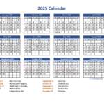 PDF Calendar 2025 With Federal Holidays WikiDates