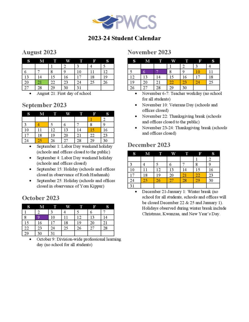 Prince William County Schools Calendar 2024 2025 Holidays 