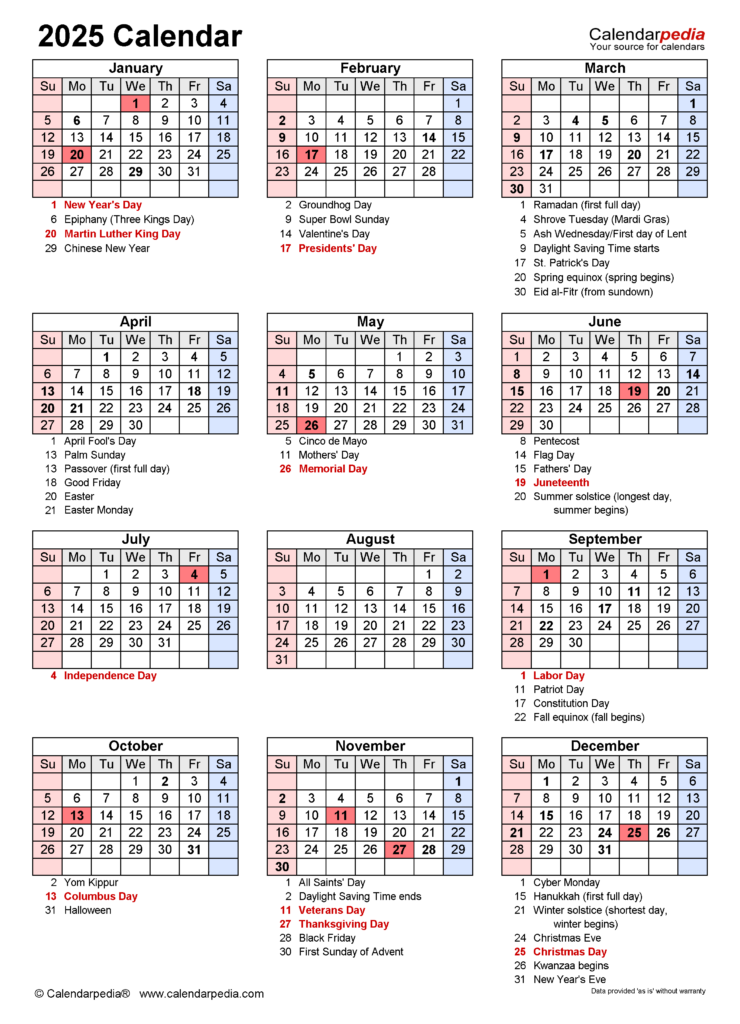 Printable 2025 Calendar With Holidays A Comprehensive Guide 