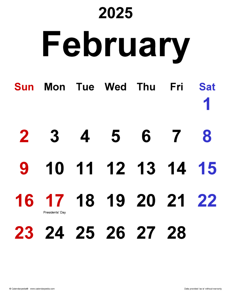 Printable February 2025 Calendar A Comprehensive Guide Editable 