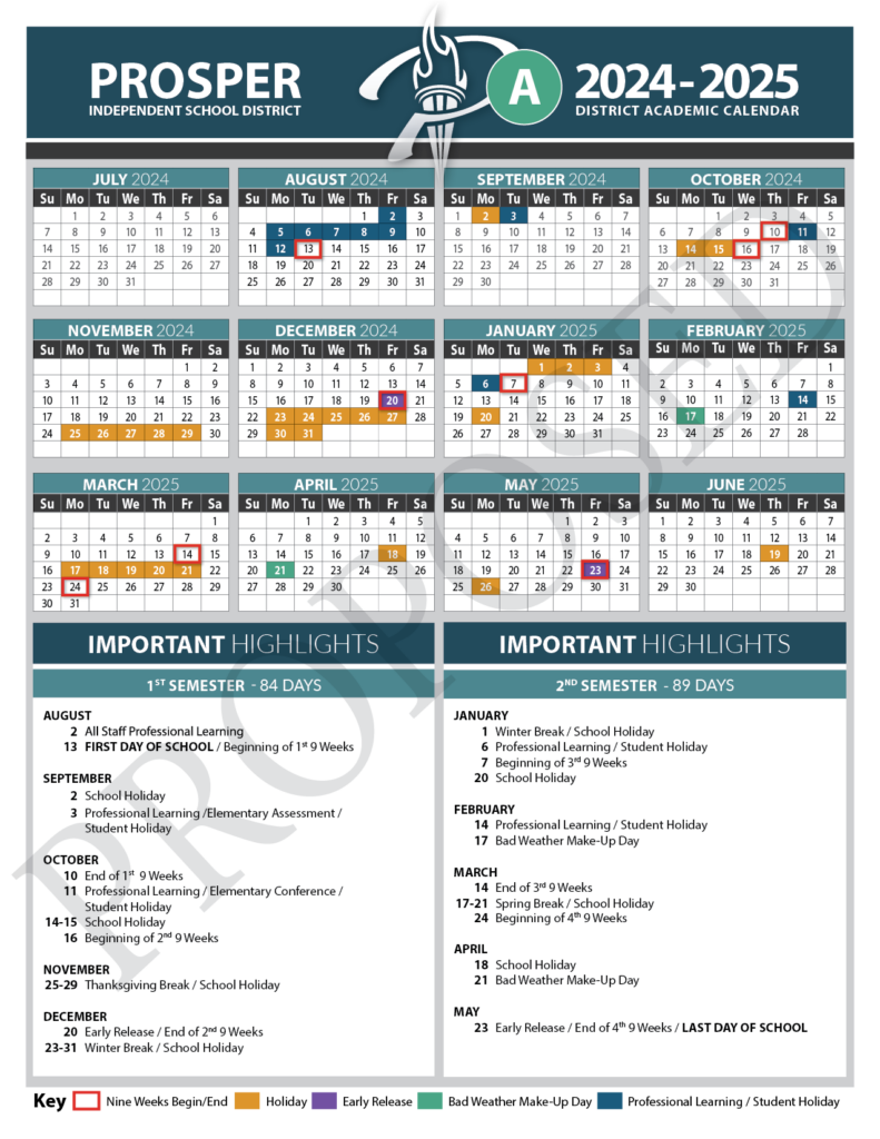 Prosper Isd Calendar 24 25 Pdf 2025 2026 Ivie Rhodie