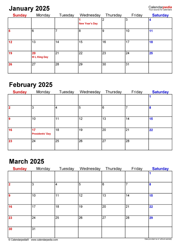 Quarterly Calendars 2025 Free Printable Excel Templates