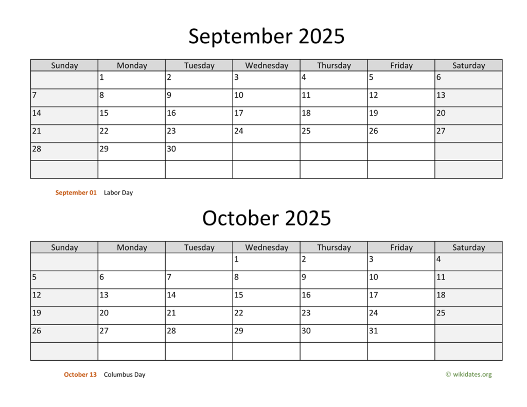 September And October 2025 Calendar A Comprehensive Guide Calendar 