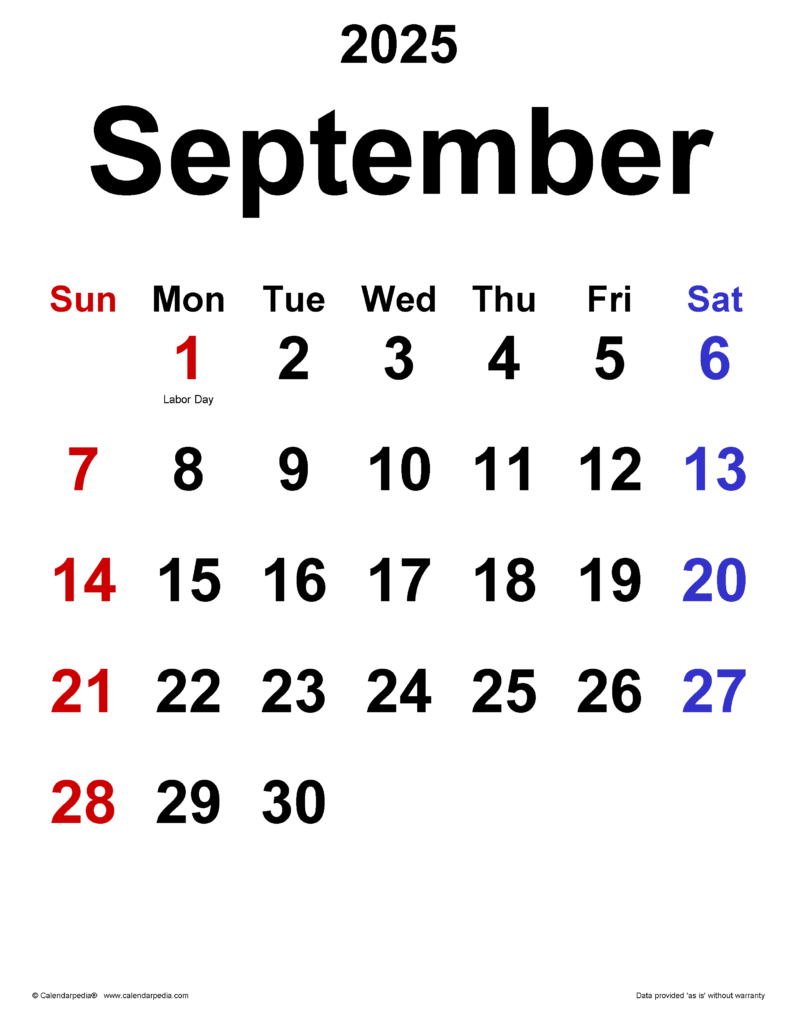 Show Me A Calendar For The Month Of September 2025 With Holidays Star 