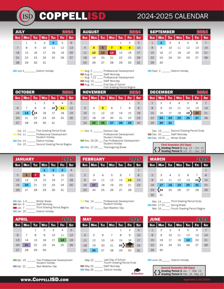 Trustees Approve 2024 2025 And 2025 2026 CISD Calendars Coppell ISD