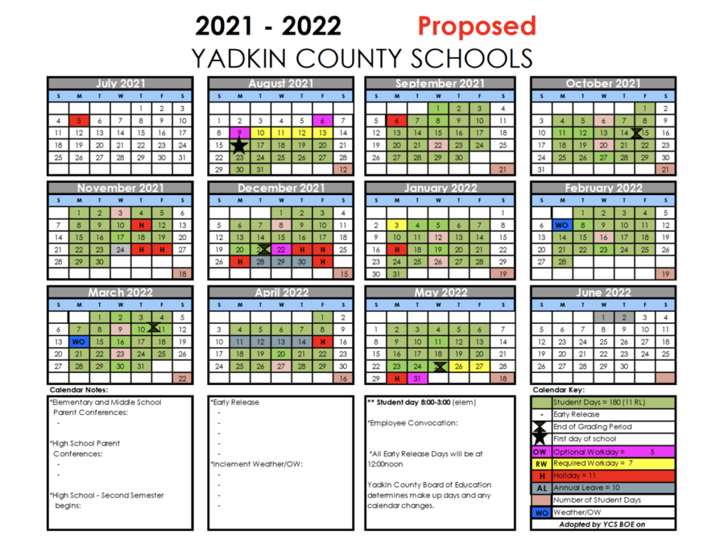 Yadkin County Schools Calendar 2024 2025